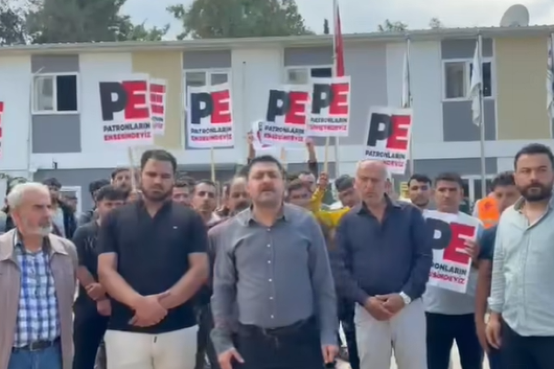 ANTAKYA EMLAK KONUT ŞANTİYESİNDE İŞÇİLERDEN ÜCRET EYLEMİ