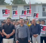 ANTAKYA EMLAK KONUT ŞANTİYESİNDE İŞÇİLERDEN ÜCRET EYLEMİ